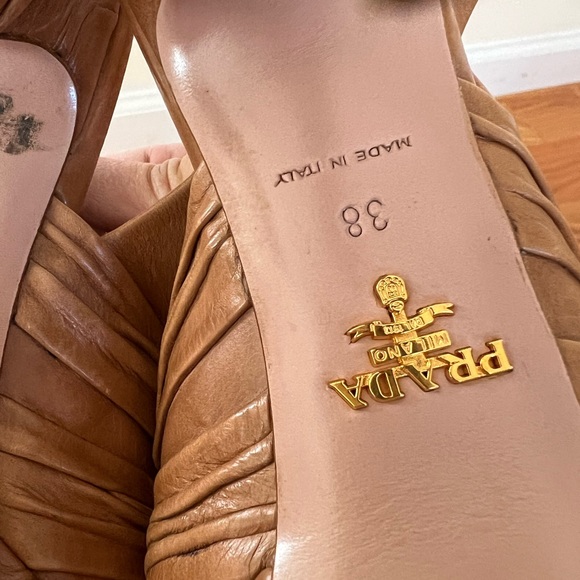 Prada Brown Leather Slingback Heels - Size 38 - Picture 4 of 6